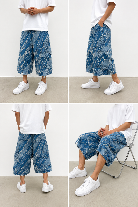 INFATUATION Destroyed Jorts - Blue