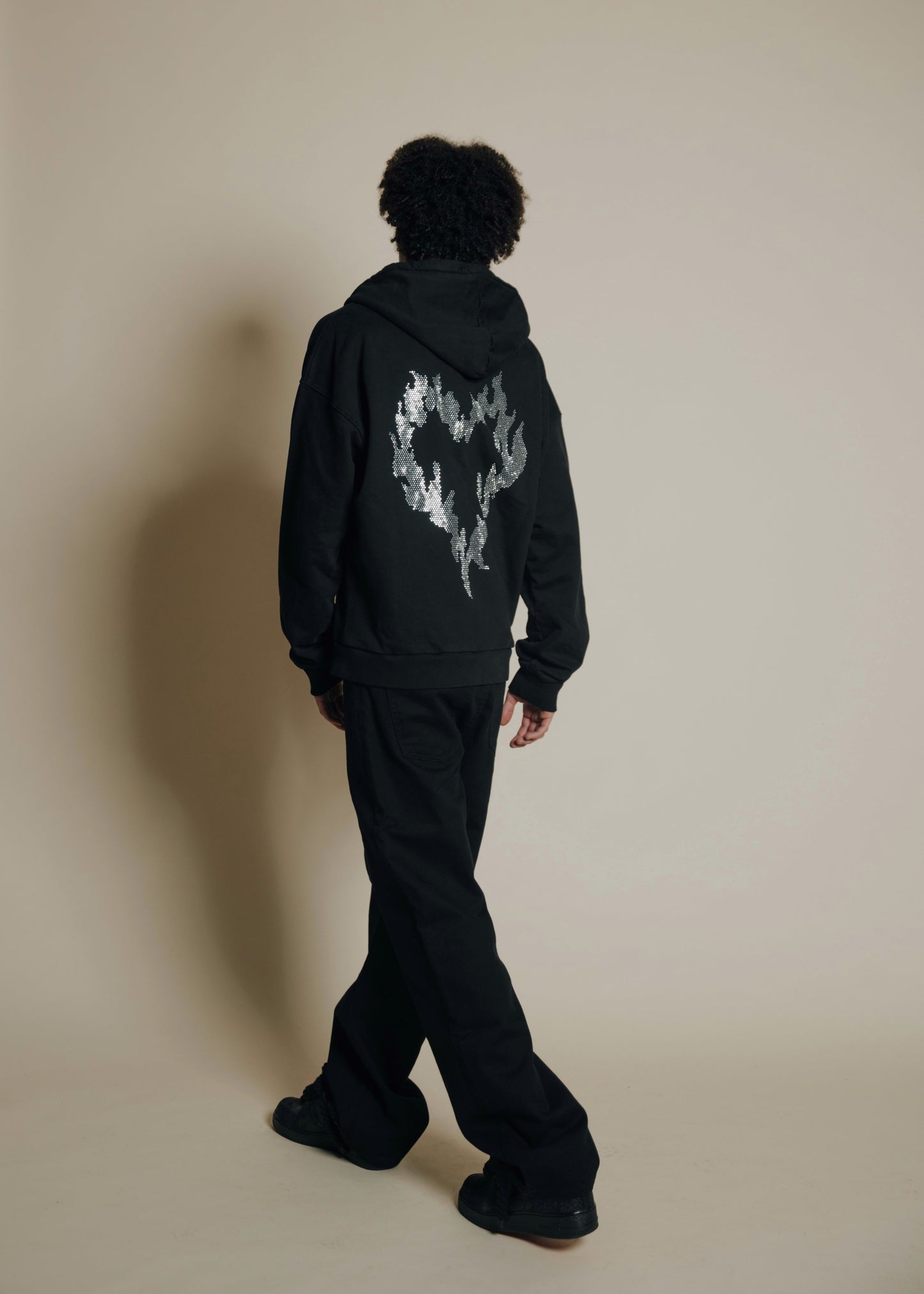 INFATUATION Flaming Zip Hoodie - Black