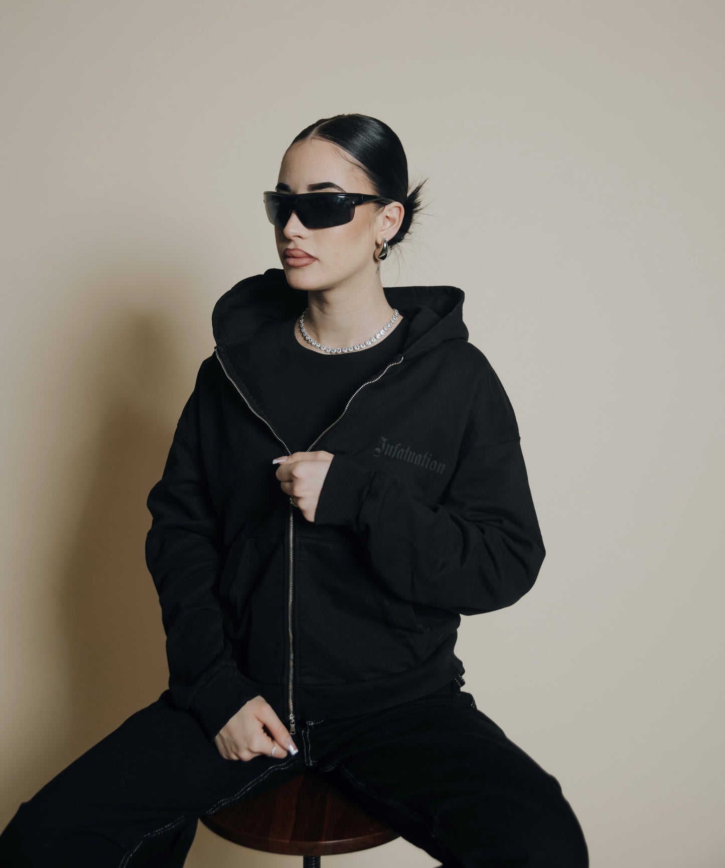 INFATUATION Flaming Zip Hoodie - Black