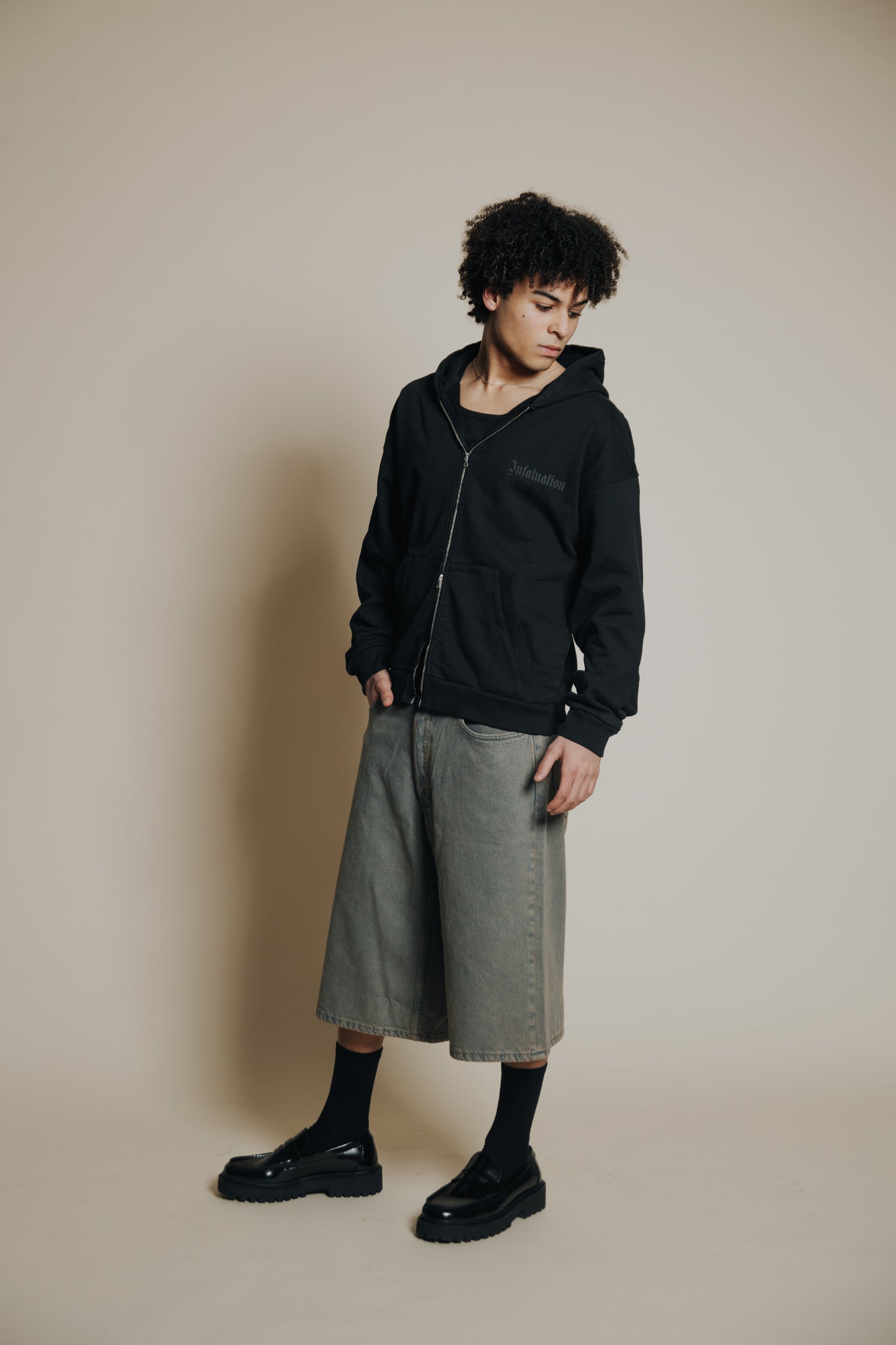 INFATUATION Flaming Zip Hoodie - Black