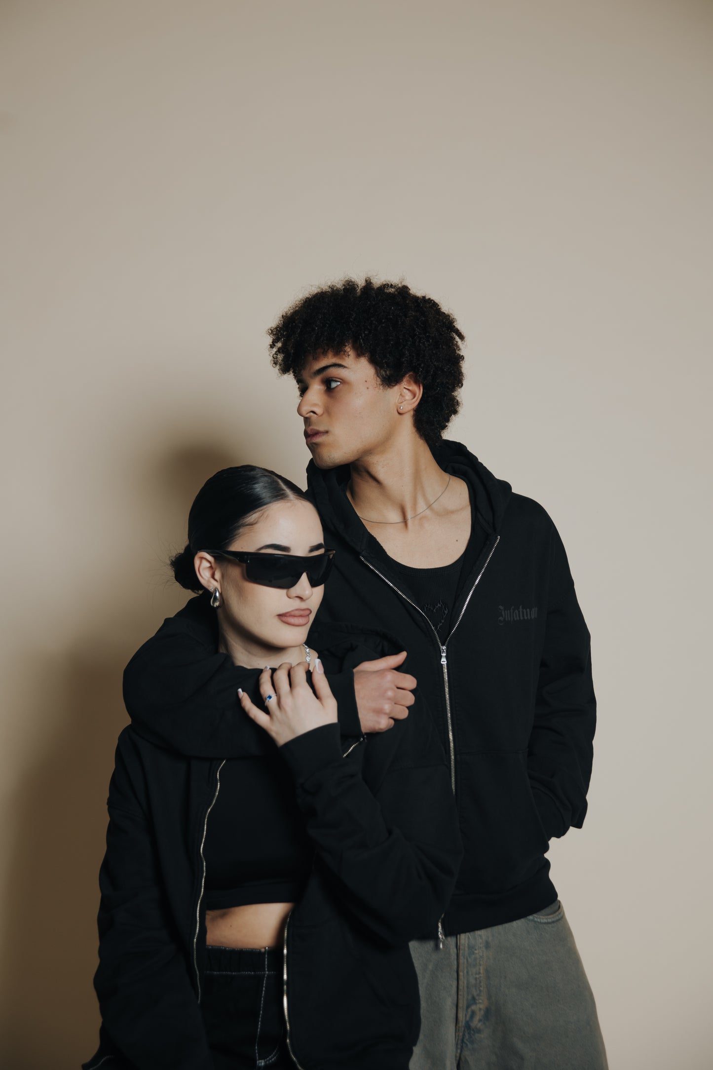 INFATUATION Flaming Zip Hoodie - Black