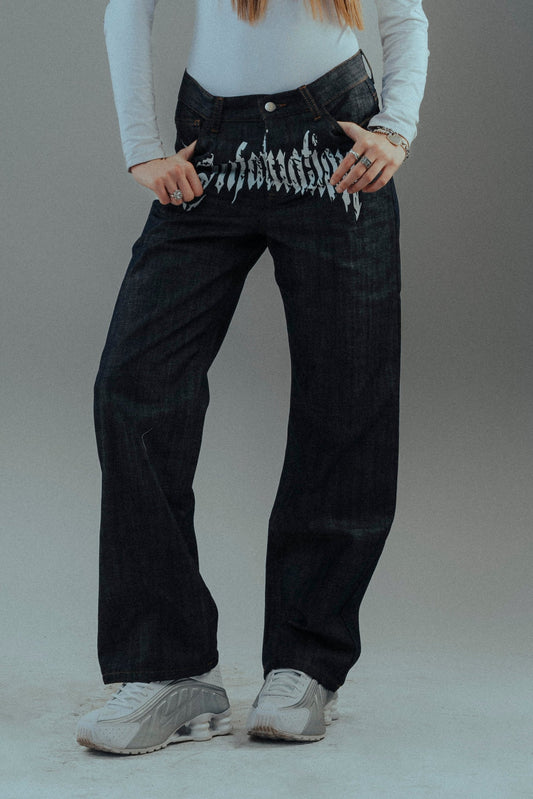 INFATUATION Raw Denim Logo - Blue