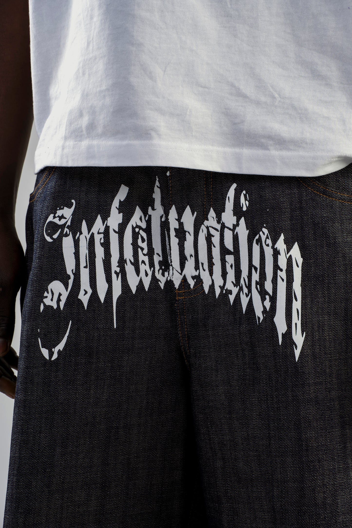 INFATUATION Raw Denim Logo - Blue