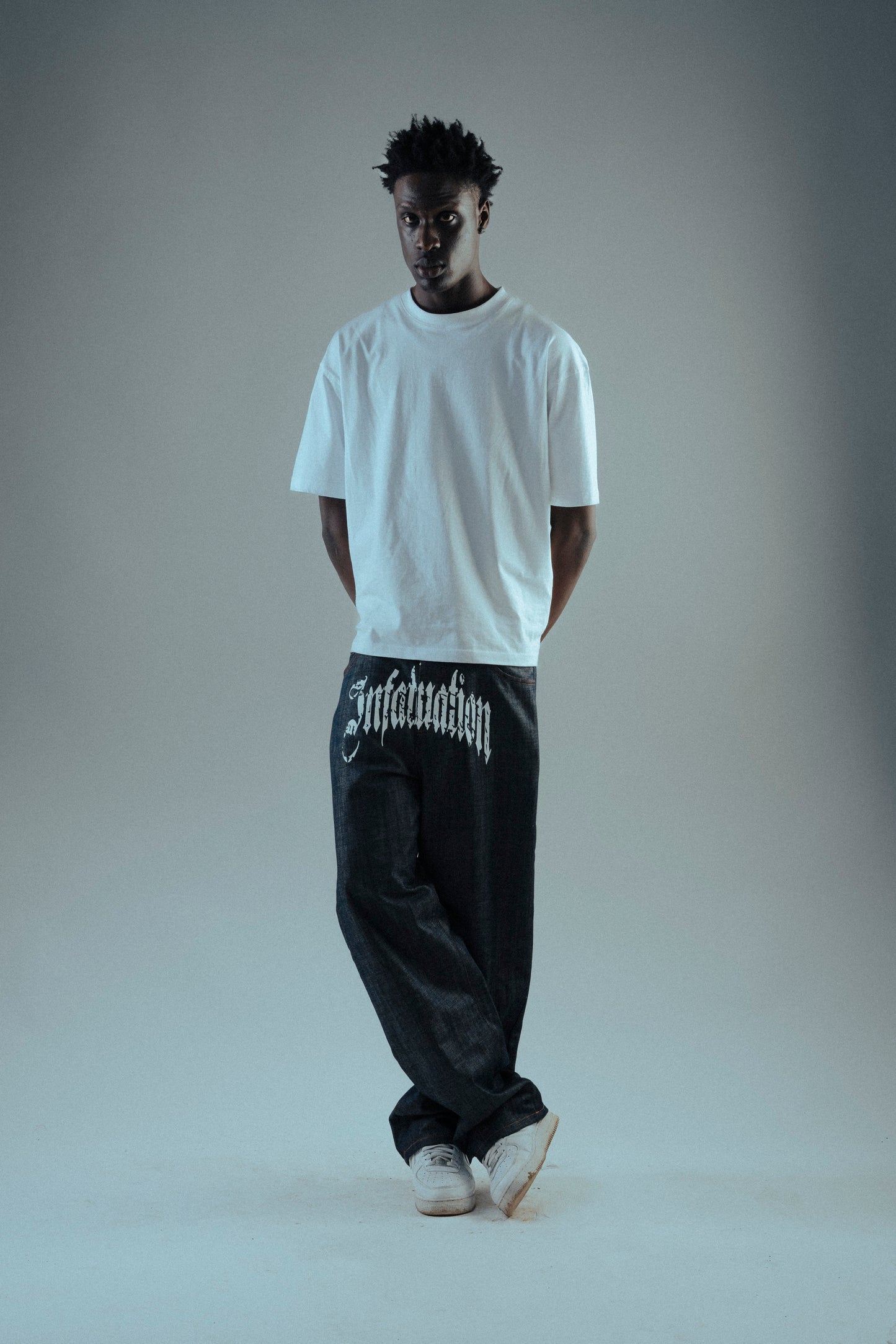 INFATUATION Raw Denim Logo - Blue