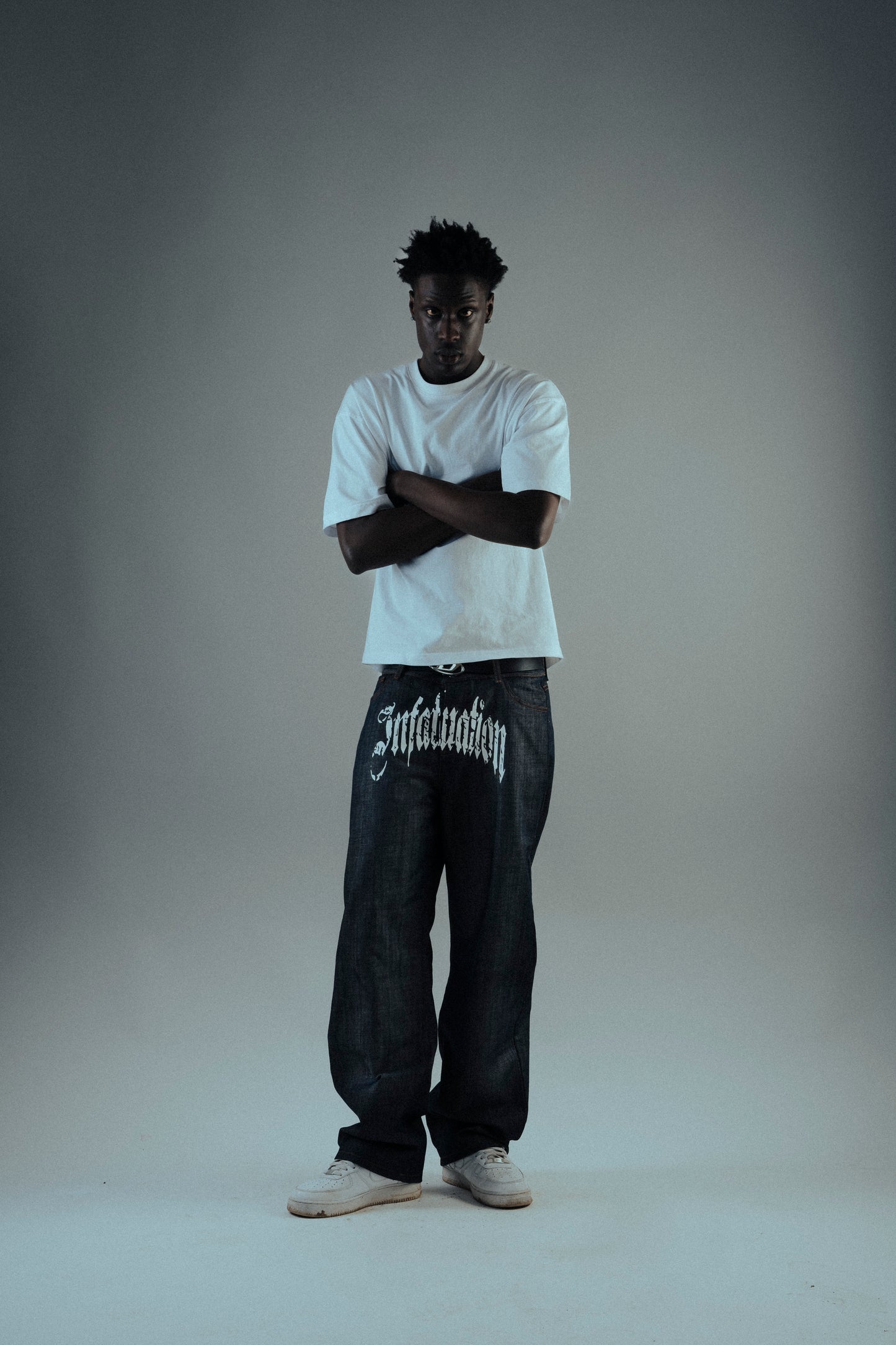 INFATUATION Raw Denim Logo - Blue
