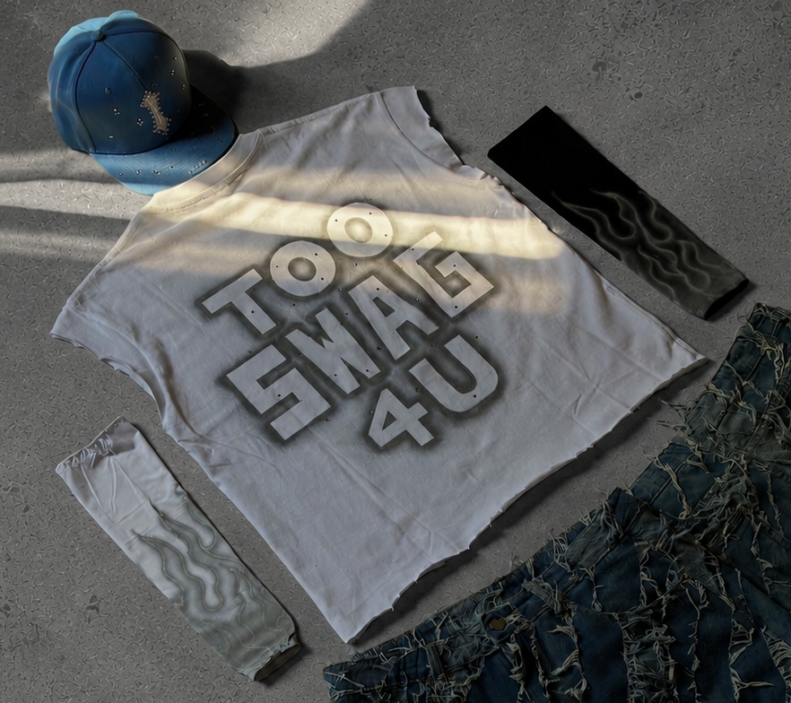 INFATUATION " Too Swag " Airbrush + Swarovski Tee - W/S