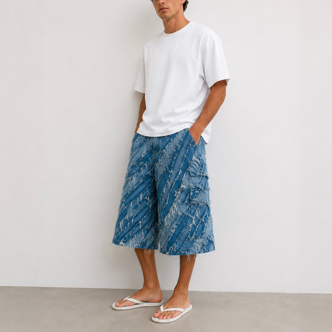INFATUATION Destroyed Jorts - Blue