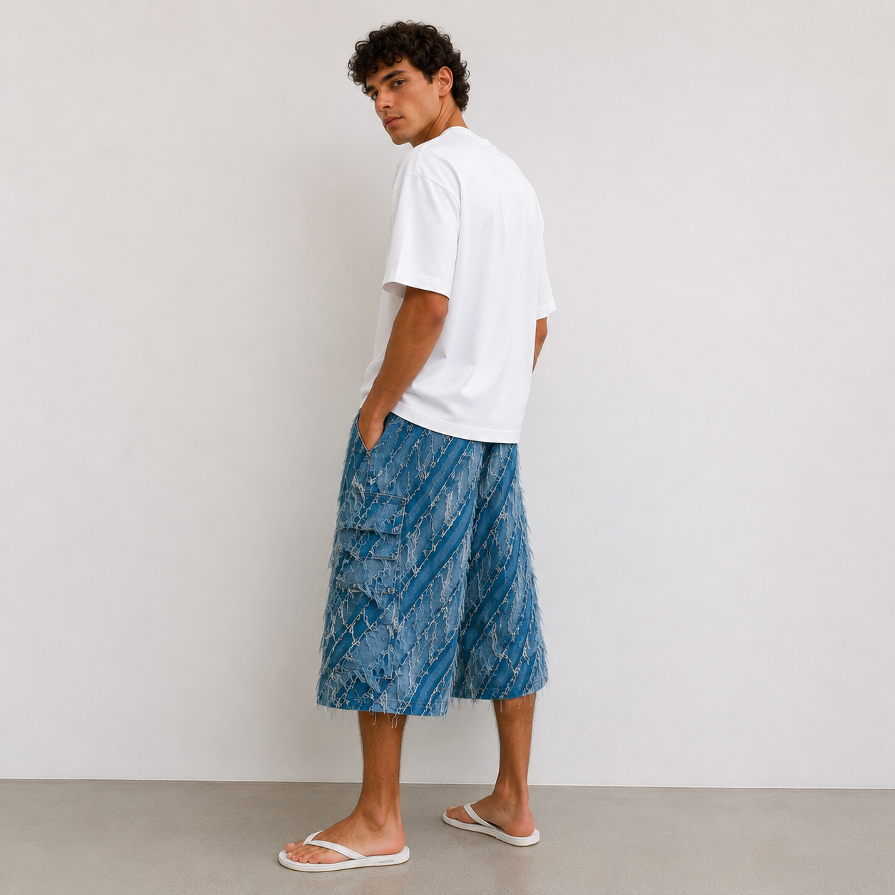 INFATUATION Destroyed Jorts - Blue