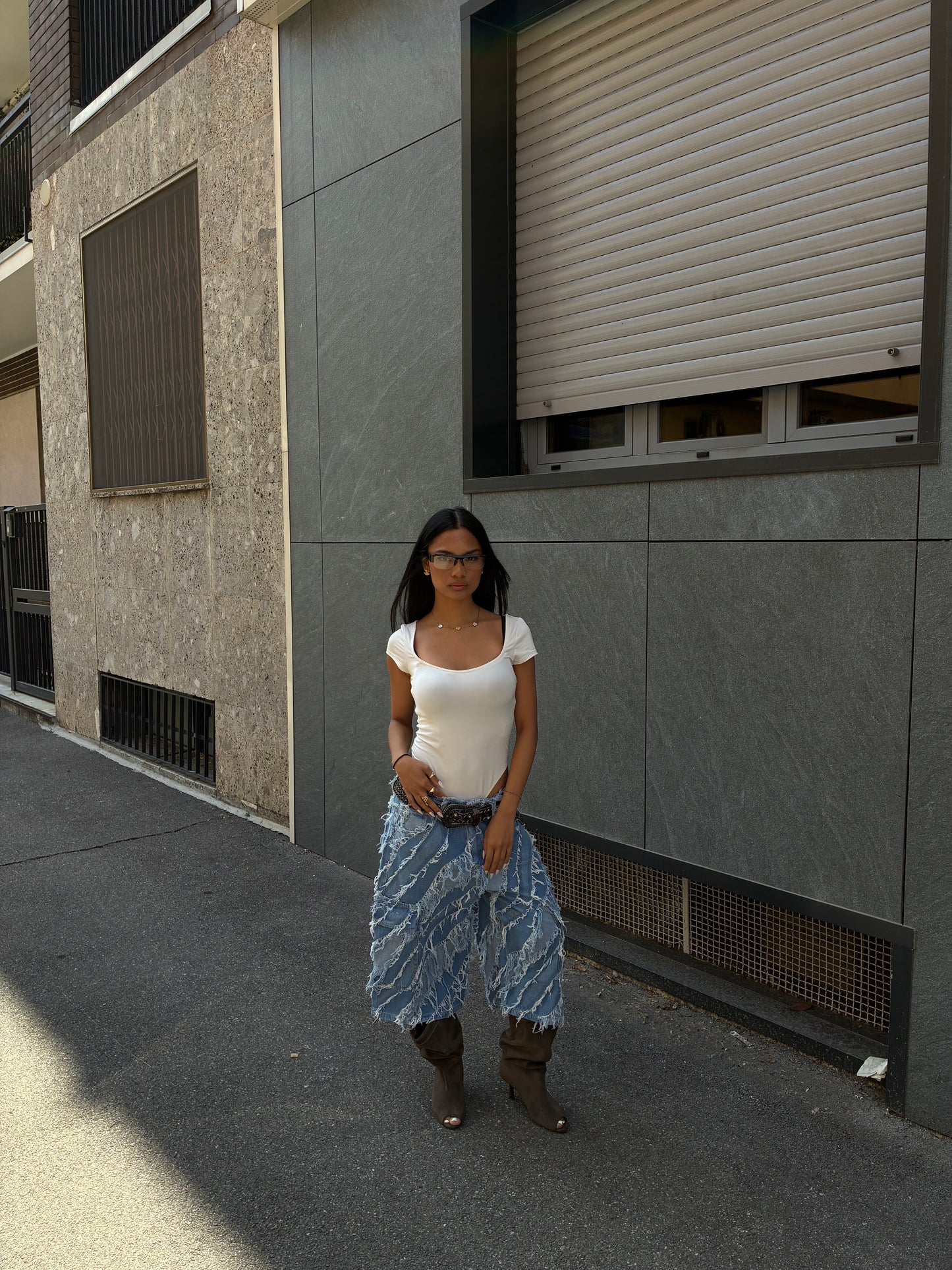 INFATUATION Destroyed Jorts - Blue