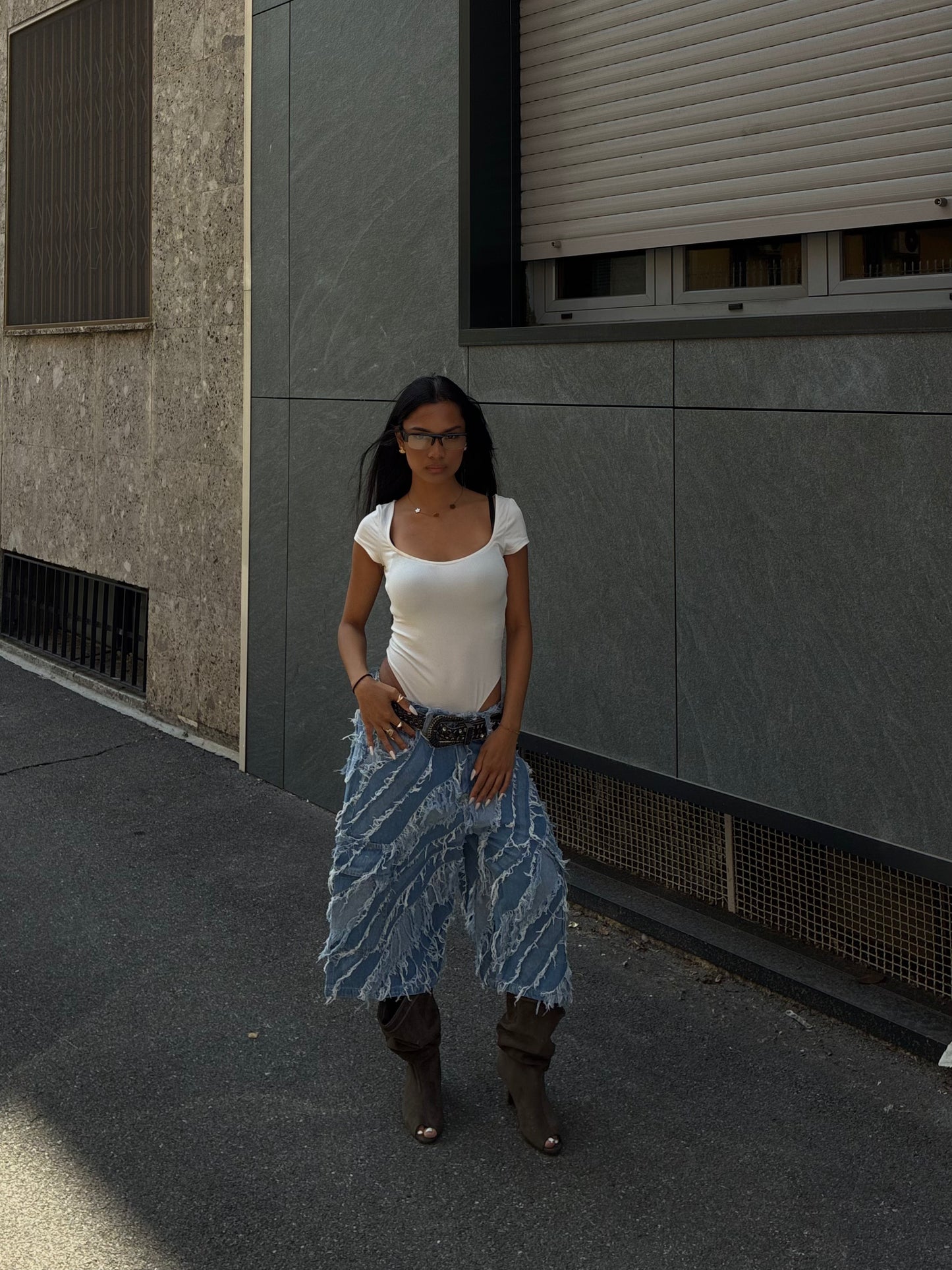 INFATUATION Destroyed Jorts - Blue