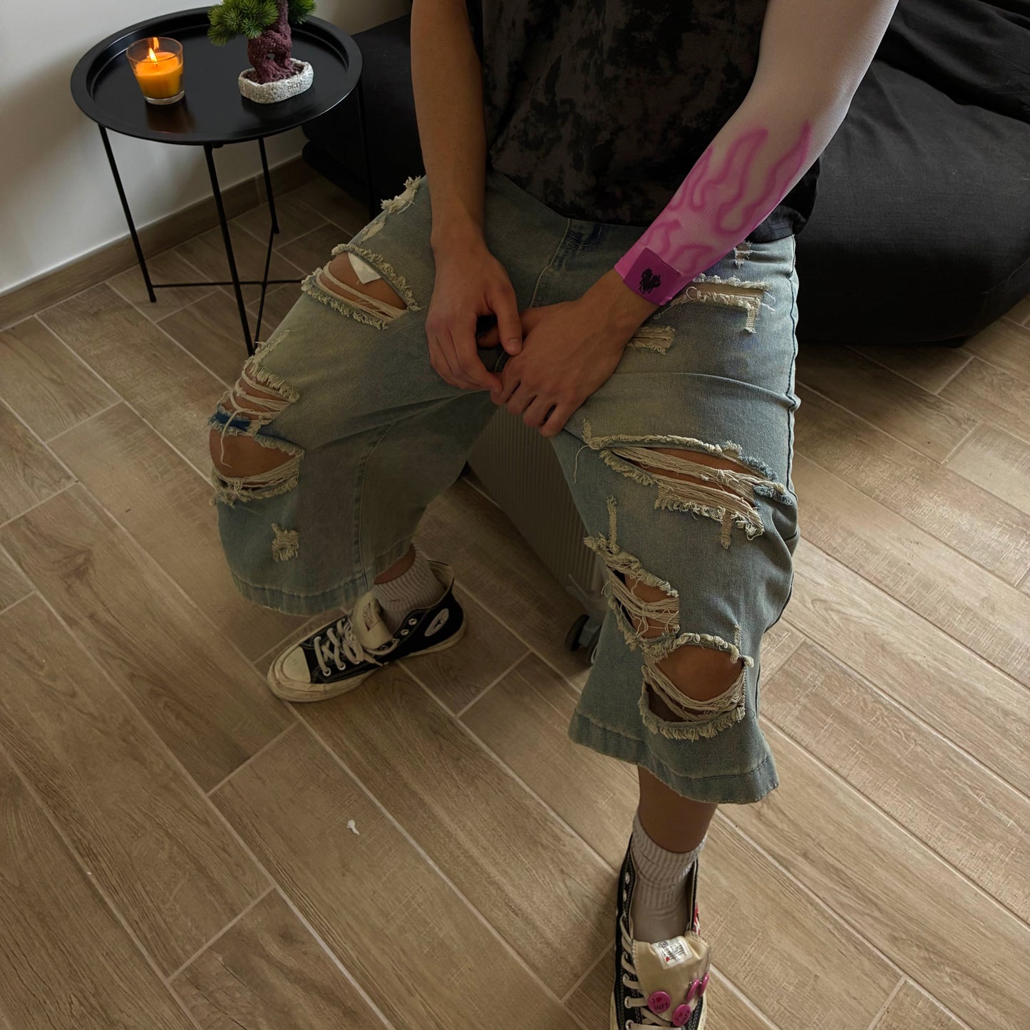 INFATUATION Broken Denim Jorts - Blue