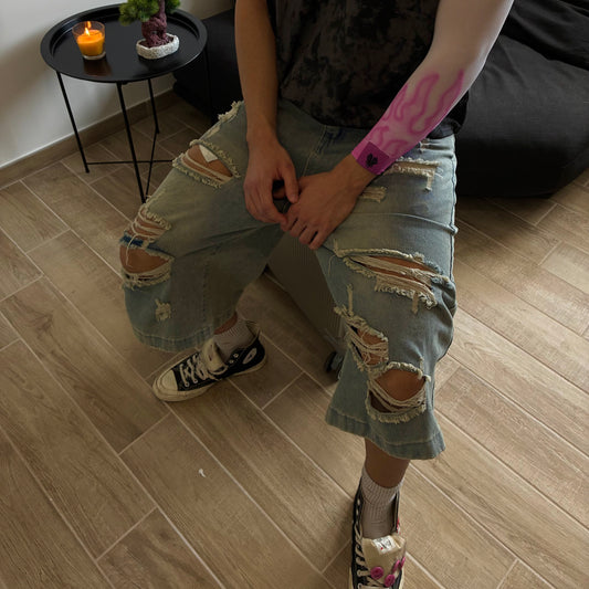 INFATUATION Broken Denim Jorts - Blue