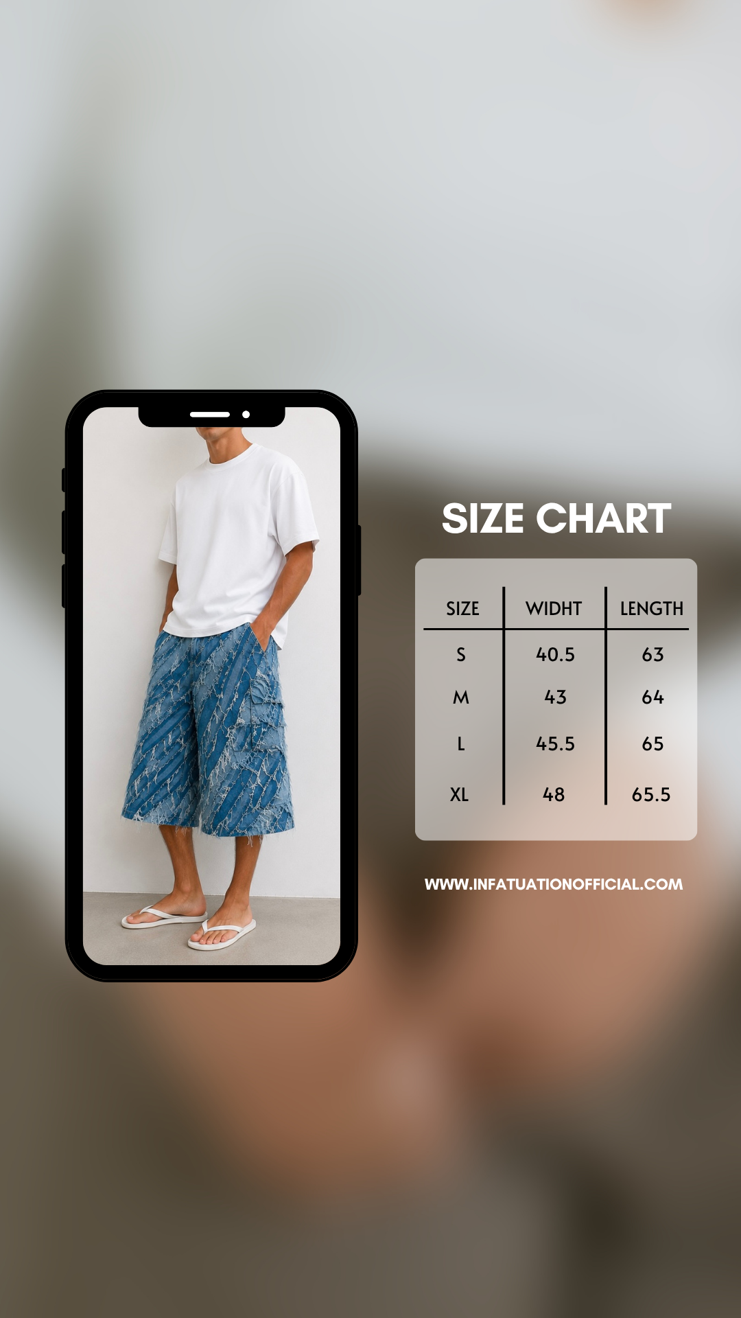 INFATUATION Destroyed Jorts - Blue